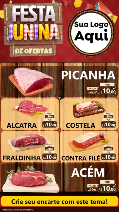 Modelo de TV para TV Vertical com o tema Festa Junina de Ofertas para Açougue