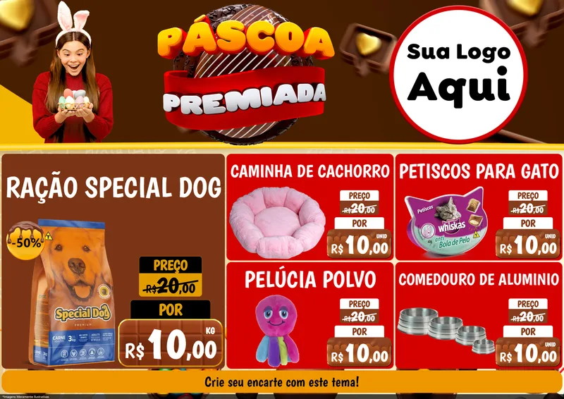 Modelo de Encarte para Encarte A4 Horizontal com o tema Páscoa Premiada para Pet Shop