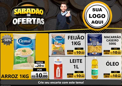 Modelo de Encarte para Encarte A4 Horizontal com o tema Sabadão de Ofertas para Supermercado