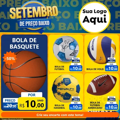 Modelo de Rede Social para Feed Facebook com o tema Setembro De Preço Baixo para Artigos Esportivos
