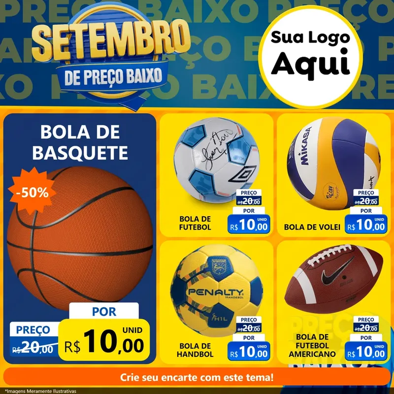 Modelo de Rede Social para Feed Facebook com o tema Setembro De Preço Baixo para Artigos Esportivos