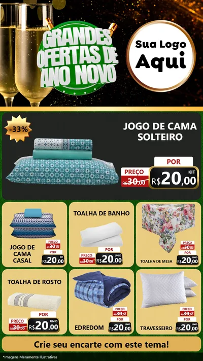 Modelo de Rede Social para Stories com o tema Grandes Ofertas de Ano Novo para Cama, Mesa e Banho