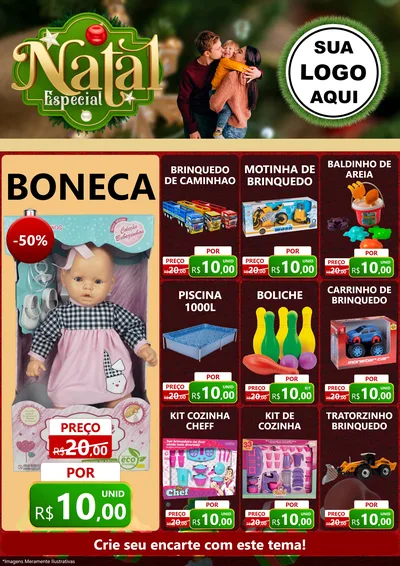 Modelo de Encarte para Encarte A4 Vertical com o tema Natal Especial para Brinquedos