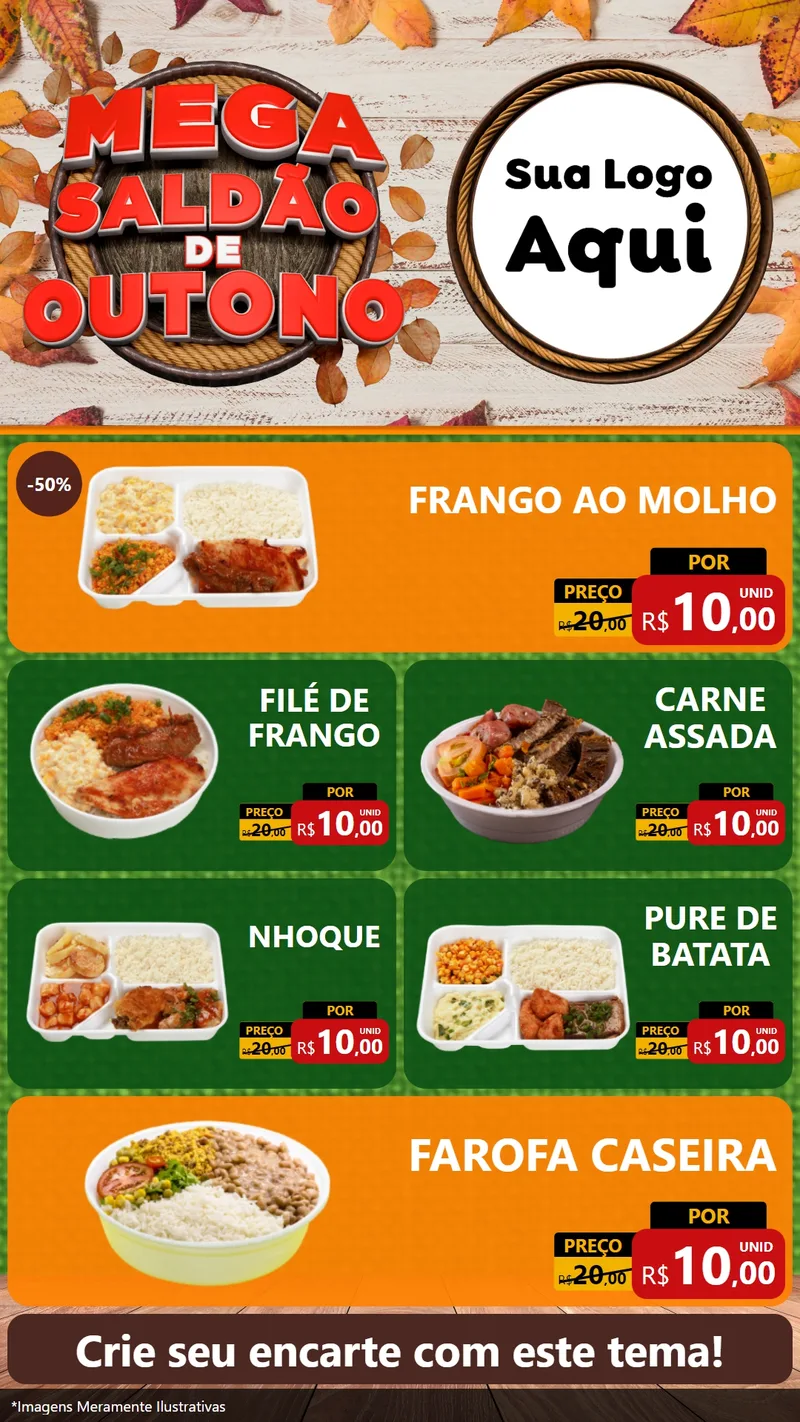 Modelo de TV para TV Vertical com o tema Mega Saldão de Outono para Restaurante