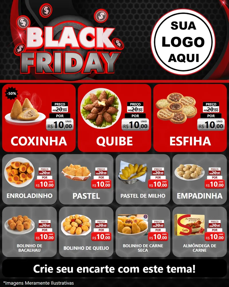 Modelo de Rede Social para Feed Instagram com o tema Black Friday para Salgadaria