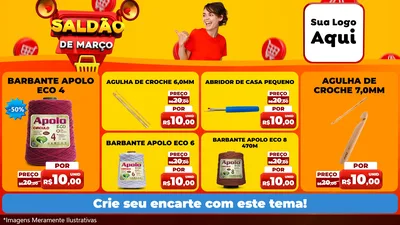 Modelo de TV para TV Horizontal com o tema Saldão de Março para Armarinho e Aviamentos