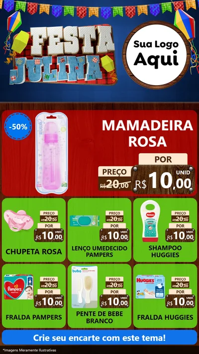 Modelo de Rede Social para Stories com o tema Festa Julina para Bebês