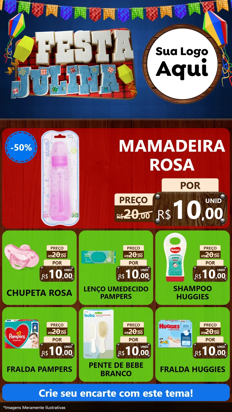 Modelo de Rede Social para Stories com o tema Festa Julina para Bebês