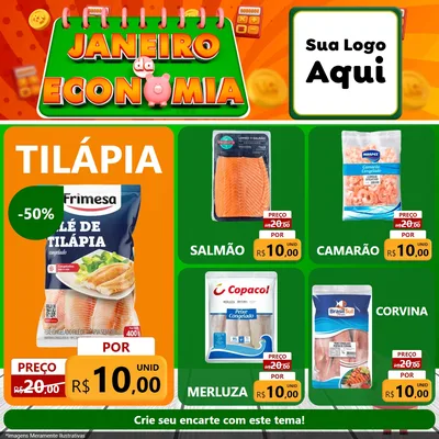 Modelo de Rede Social para Feed Facebook com o tema Janeiro da Economia para Peixaria