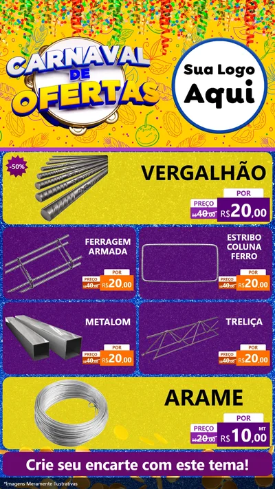 Modelo de TV para TV Vertical com o tema Carnaval de Ofertas para Ferragens