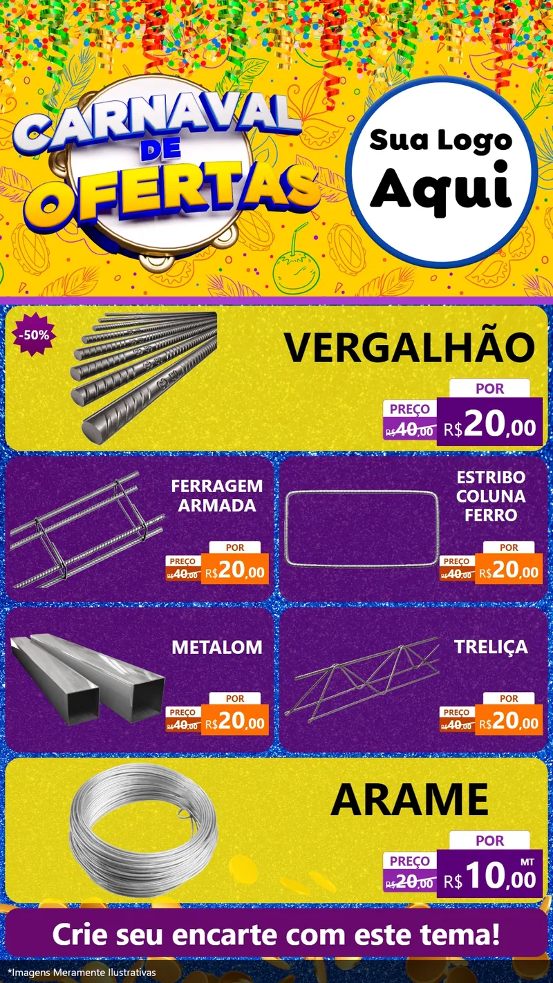 Modelo de TV para TV Vertical com o tema Carnaval de Ofertas para Ferragens
