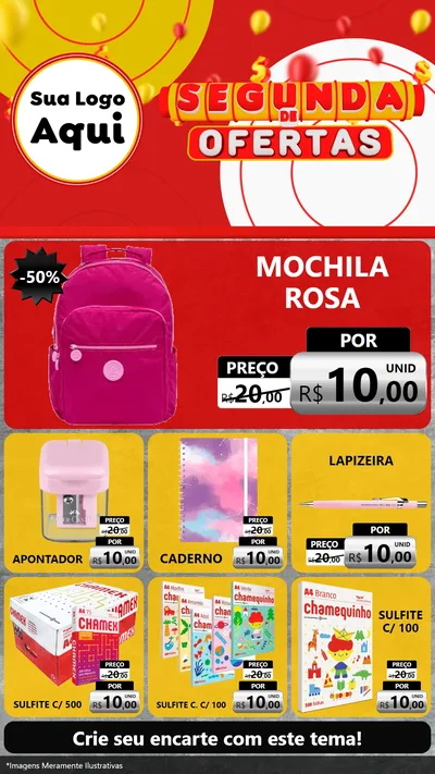 Modelo de Rede Social para Stories com o tema Segunda de Ofertas para Papelaria