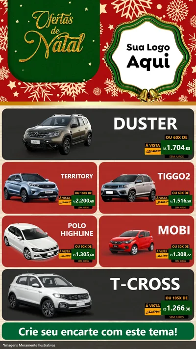 Modelo de TV para TV Vertical com o tema Natal de Ofertas para Concessionaria de Carros