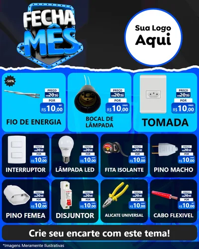 Modelo de Rede Social para Feed Instagram com o tema Fecha Mês para Materiais Elétricos