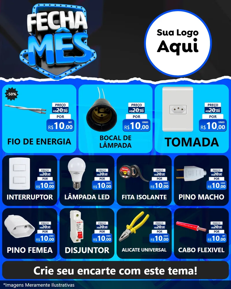 Modelo de Rede Social para Feed Instagram com o tema Fecha Mês para Materiais Elétricos