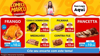 Modelo de TV para TV Horizontal com o tema Comece Março Economizando para Assados