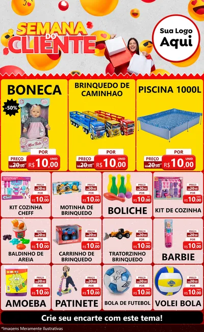 Modelo de Encarte para Encarte Grande com o tema Semana do Cliente para Brinquedos