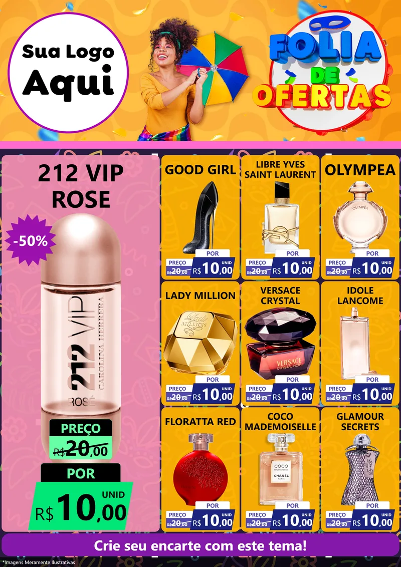 Modelo de Encarte para Encarte A4 Vertical com o tema Folia de Ofertas para Perfumes