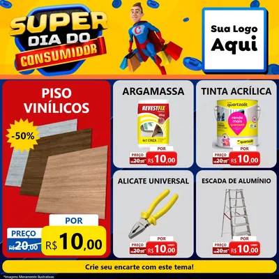 Modelo de Rede Social para Feed Facebook com o tema Super Dia do Consumidor para Material para Construção