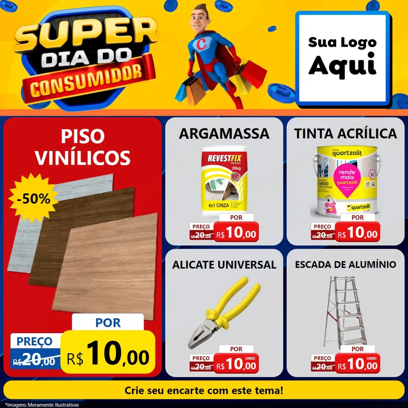 Modelo de Rede Social para Feed Facebook com o tema Super Dia do Consumidor para Material para Construção