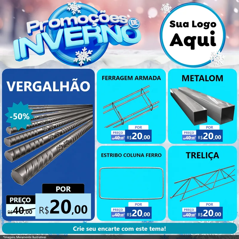 Modelo de Rede Social para Feed Facebook com o tema Promoções de Inverno para Ferragens
