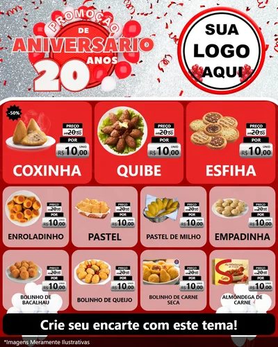 Modelo de Rede Social para Feed Instagram com o tema Promoção de Aniversário - 20 Anos para Salgadaria