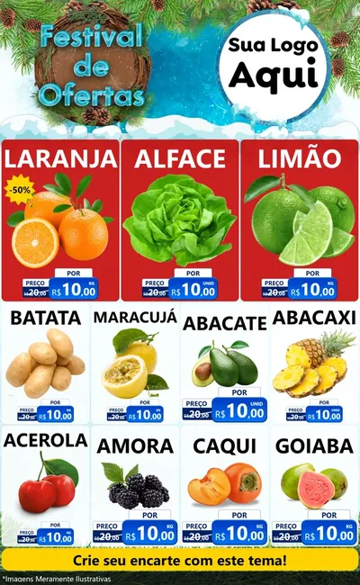 Modelo de Encarte para Encarte Grande com o tema Festival de Ofertas - Inverno para Hortifrúti