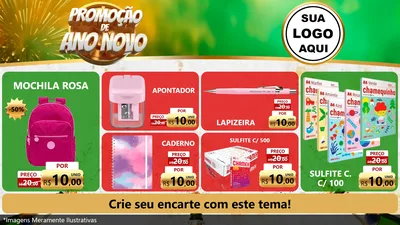 Modelo de TV para TV Horizontal com o tema Promoção de Ano Novo para Papelaria