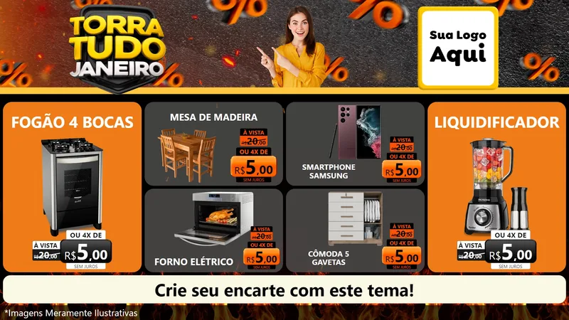 Modelo de TV para TV Horizontal com o tema Torra Tudo Janeiro para Móveis e Eletro