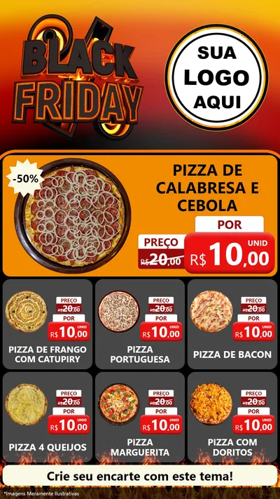 Modelo de Rede Social para Stories com o tema Black Friday para Pizzaria
