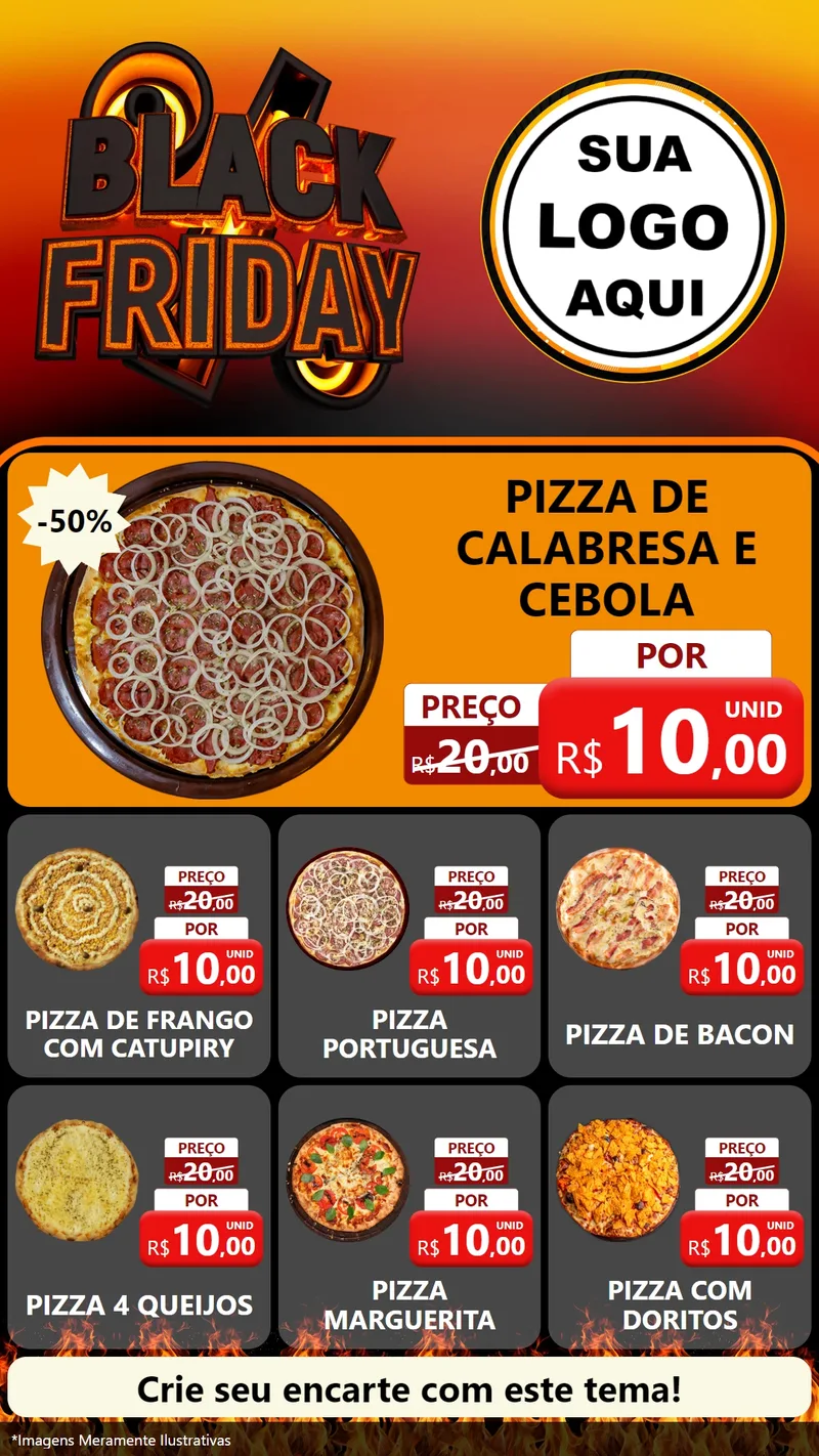 Modelo de Rede Social para Stories com o tema Black Friday para Pizzaria