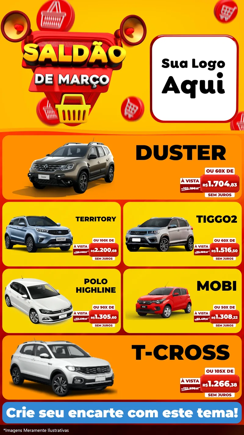 Modelo de TV para TV Vertical com o tema Saldão de Março para Concessionaria de Carros