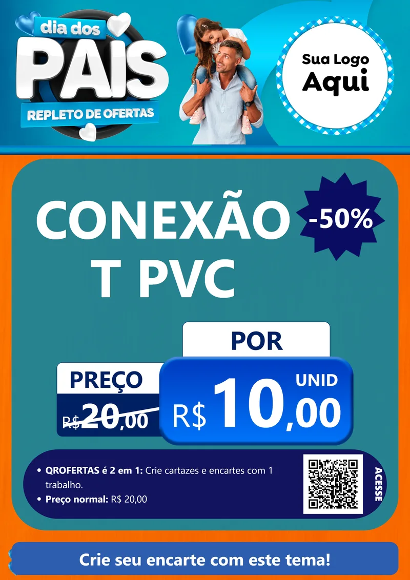 Modelo de Cartaz para Cartaz A4 Vertical com o tema Dia Dos Pais Repleto de Ofertas para Tubos e conexões