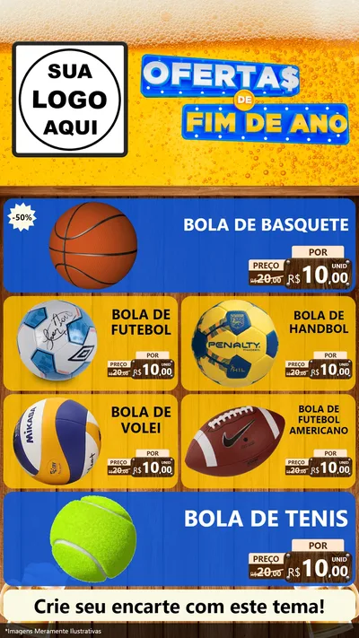 Modelo de TV para TV Vertical com o tema Ofertas de Fim de Ano para Artigos Esportivos