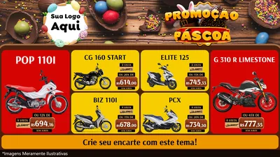 Modelo de TV para TV Horizontal com o tema Promoção Páscoa para Concessionaria de Motos