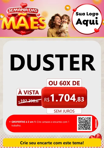 Modelo de Cartaz para Cartaz A4 Vertical com o tema Semana das Mães para Concessionaria de Carros