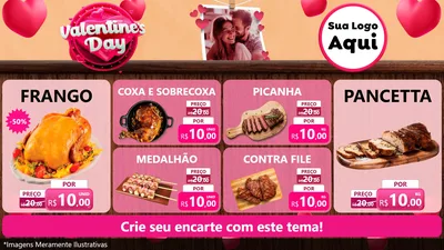 Modelo de TV para TV Horizontal com o tema Valentine's Day para Assados