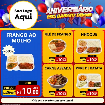 Modelo de Rede Social para Feed Facebook com o tema Aniversário para Restaurante