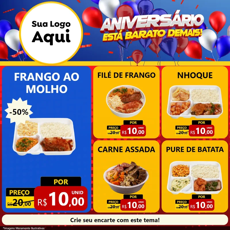 Modelo de Rede Social para Feed Facebook com o tema Aniversário para Restaurante