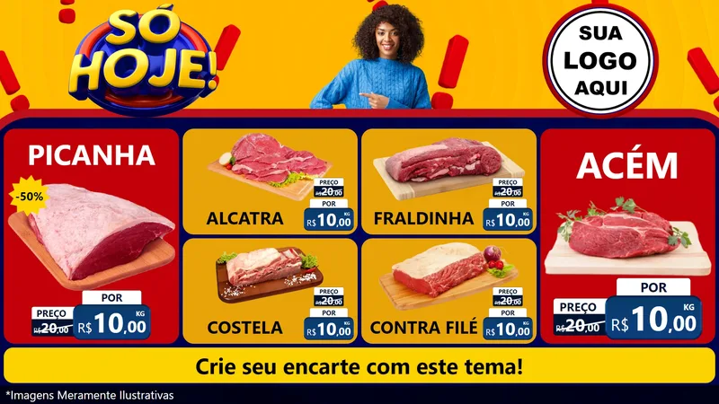 Modelo de TV para TV Horizontal com o tema Só Hoje! para Açougue