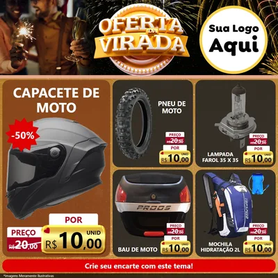 Modelo de Rede Social para Feed Facebook com o tema Oferta da Virada para Moto peças