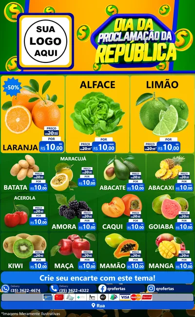 Modelo de Encarte para Encarte Grande com o tema Dia Da Proclamação da República para Hortifrúti