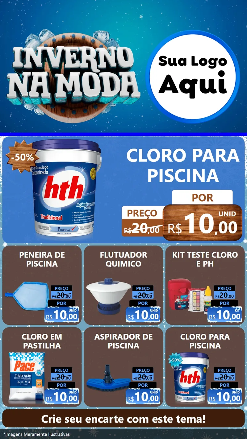 Modelo de Rede Social para Stories com o tema Inverno na Moda para Produtos para Piscina