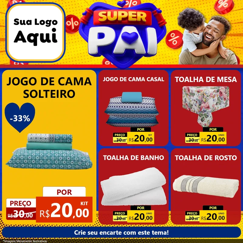 Modelo de Rede Social para Feed Facebook com o tema Super Pai para Cama, Mesa e Banho