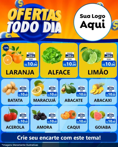 Modelo de Rede Social para Feed Instagram com o tema Ofertas Todo Dia para Hortifrúti