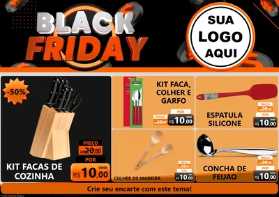 Modelo de Encarte para Encarte A4 Horizontal com o tema Black Friday para Utilidades Domésticas