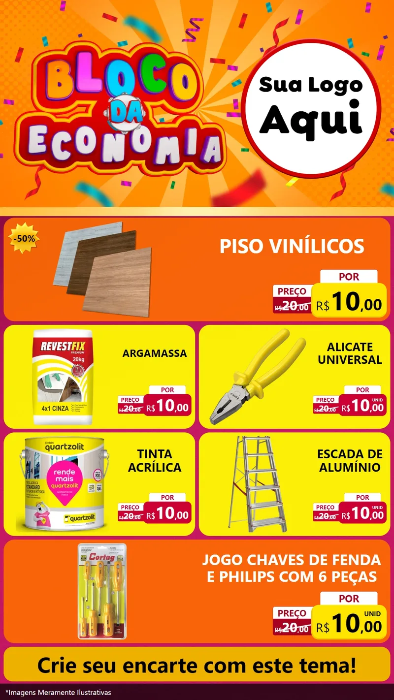 Modelo de TV para TV Vertical com o tema Bloco da Economia para Material para Construção