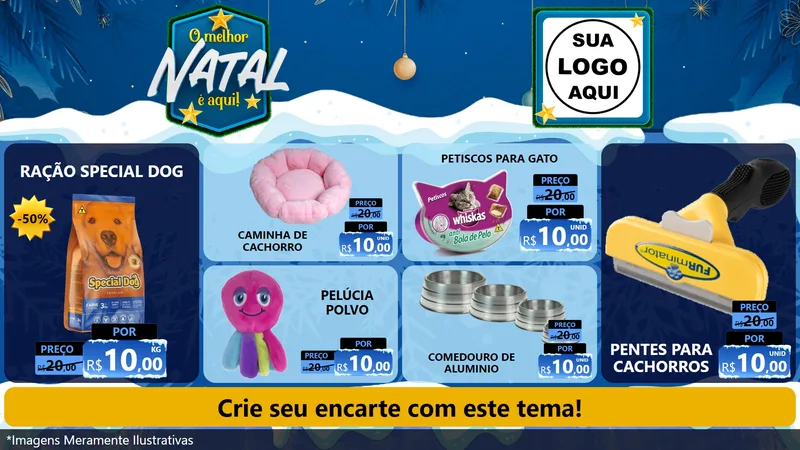 Modelo de TV para TV Horizontal com o tema O Melhor Natal É Aqui! para Pet Shop