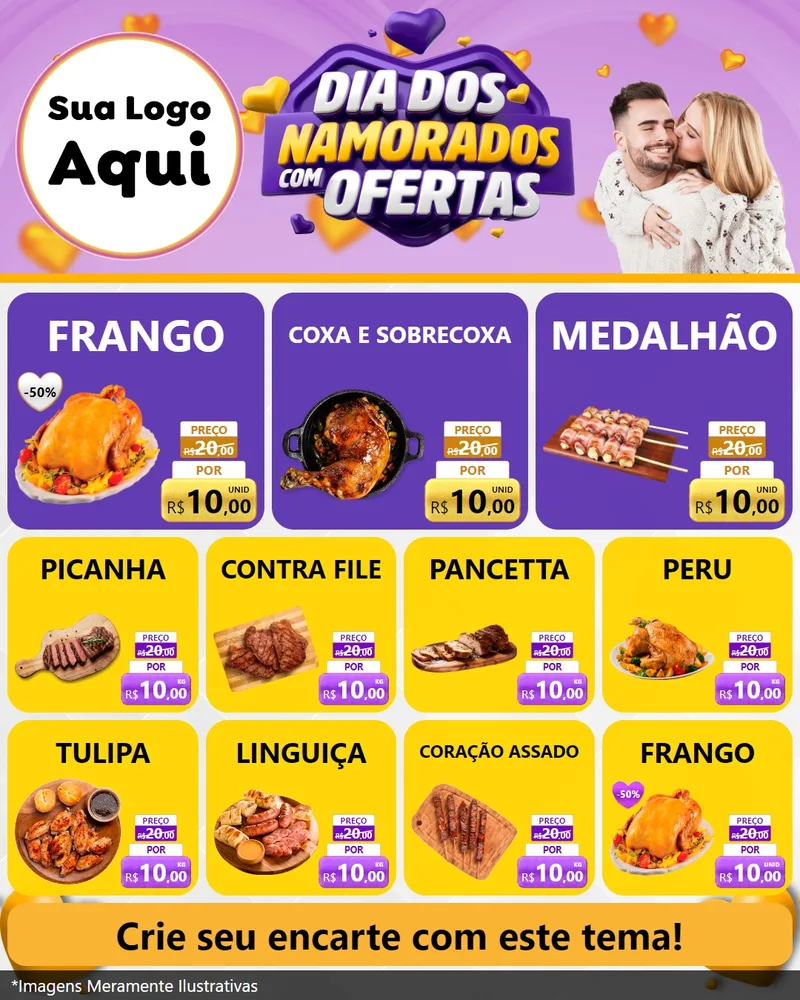 Modelo de Rede Social para Feed Instagram com o tema Dia Dos Namorados Com Ofertas para Assados
