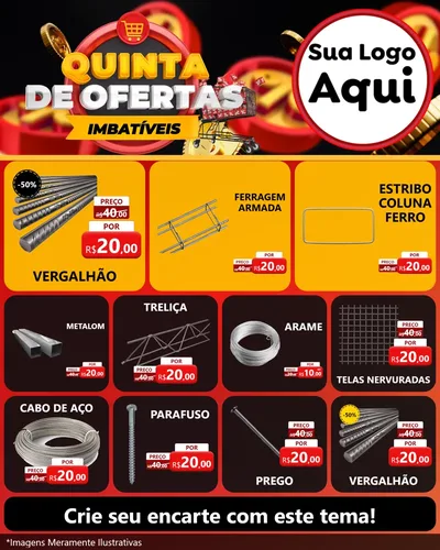 Modelo de Rede Social para Feed Instagram com o tema Quinta de Ofertas Imbatíveis para Ferragens